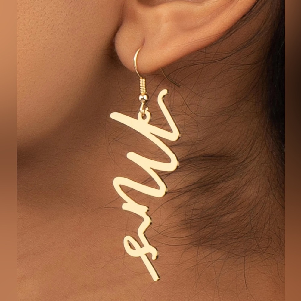 MRS statement earrings • bachelorette party wedding engagement jewelry gold